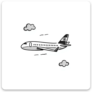 doodle style airplane with India flag and hand-drawn clouds sticker