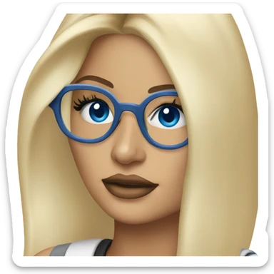 blonde kylie jenner with blue eyes and glasses  sticker