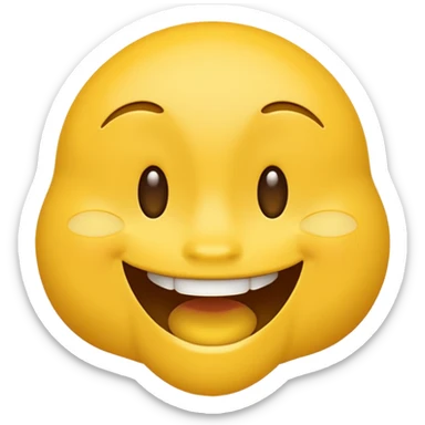 create an like yellow emoji that looks teally relaxed and smiles more on one site than another like one part of the mouth is wider up then the other. ONE part of the mouth should smile more then the other party sticker
