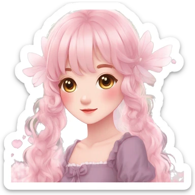 Gorgeous anime style lady with blushing face cottagecore fairycore  Kawaii anime colorful pearly romantic simplistic aesthetic trending stylea sticker