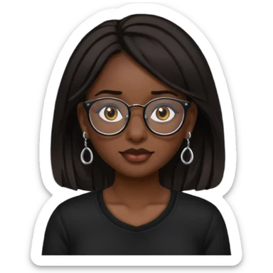 sarah babygirl dark hair and glasses with nose piercing and earrings and black top sticker