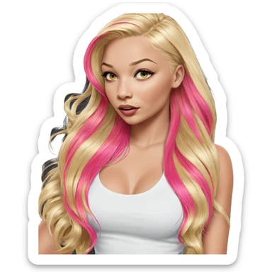 blonde girl with multicolored hair sticker