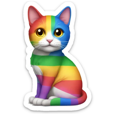 pride flag cat sticker