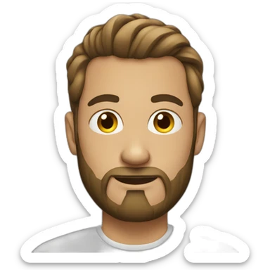 man with a bun and beard at a laptop sticker