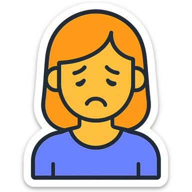 sad woman, clear lines, simple expression sticker