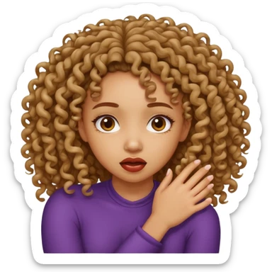 lightskin curly hair girl strangling herself  sticker