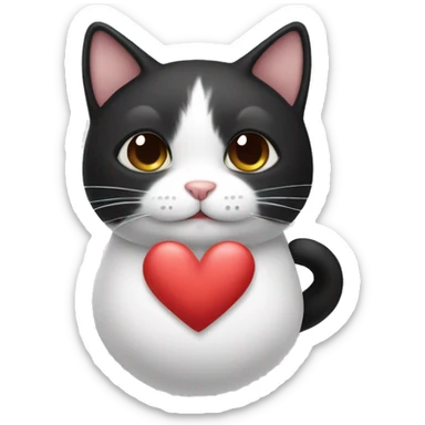 Black and white cat with a heart shaped mole sticker