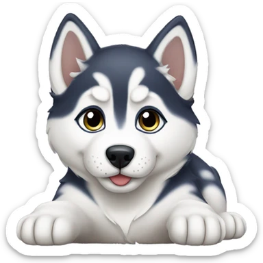 Husky puppy laying sticker