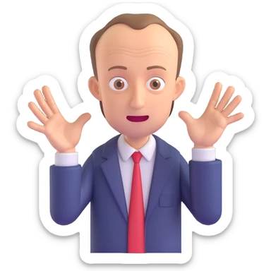 Friedrich Merz, German politician, mid-argument, expressive face, gesturing hands, emote style sticker