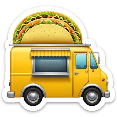 yellow tacos truck. sticker