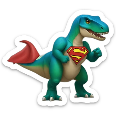 t-Rex with superman symbol with thumb up sticker