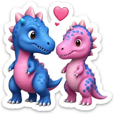 2 Dino one Triceratops cute pink kawei in love with one Blue t-Rex  sticker