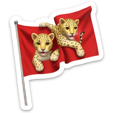 two yellow leopards on red flag sticker