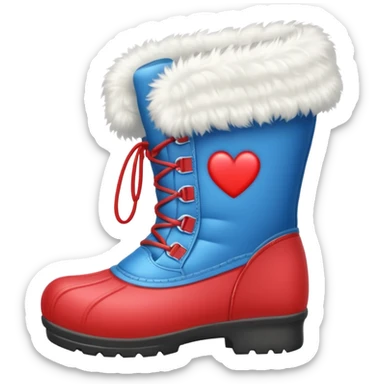 heart with winter snow boots sticker