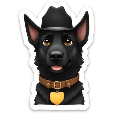 All black German shepherd cowboy  sticker