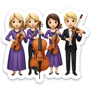 quartet of violin, flute, viola, and cello sticker