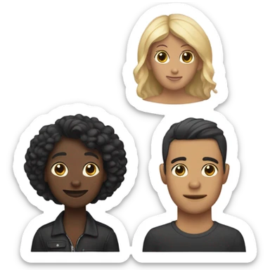 Perro negro con dueña rubia y dueño morochito sticker