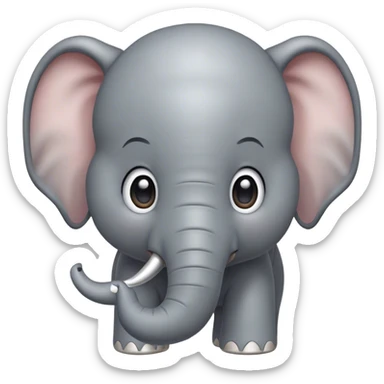 Cinematic Cute Elephant Portrait Emoji, Head tilted playfully and inquisitively, featuring a glossy gray hide with soft, rounded ears and round, sparkling eyes filled with curious wonder, Simplified yet irresistibly adorable features, highly detailed, glowing with a warm, friendly glow, high shine, affectionate and lively, stylized with a touch of gentle whimsy, bright and endearing, soft glowing outline, capturing the essence of a mischievous yet loving elephant, so playful it feels like it could lumber out of the screen into your arms! sticker