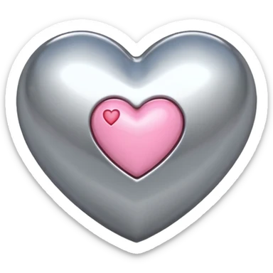 silver heart with one pink mini heart inside of it  sticker