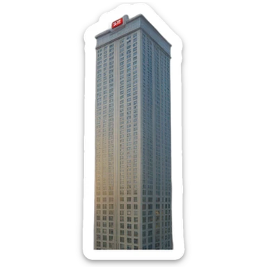 skyscraper with a "for sale" sign sticker