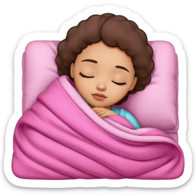lightskin girl sleeping with pink blanket sticker