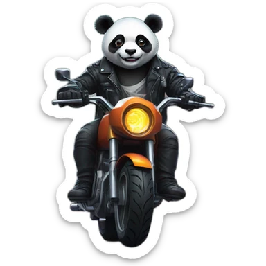 Cyberpunk cool panda riding motorbike sticker