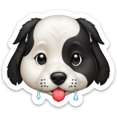 Black and white dog kissing sticker