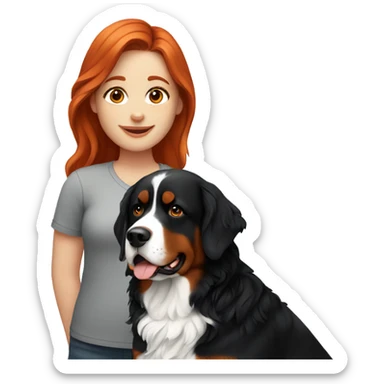 redhead girl with bernese mountain dog sticker