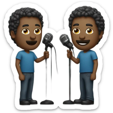 2 white men with microphones sticker