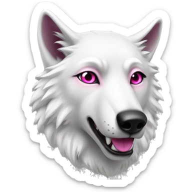 white wolf  with dark pink eyes money sticker