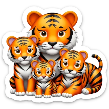 Tiger family with cubs sticker