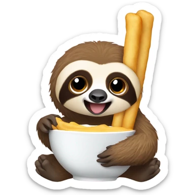 Baby sloth eating mozzarella stick sticker