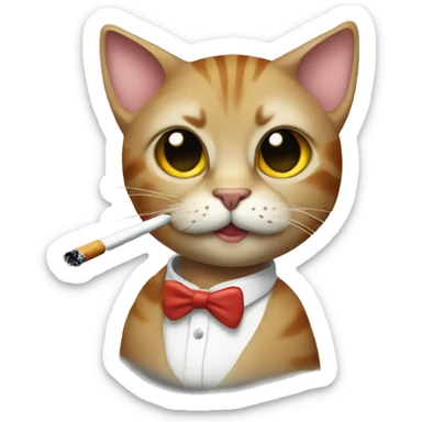 Cat smoking a cigarette sticker