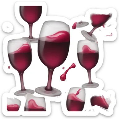 glass of wine with lipstick stain sticker