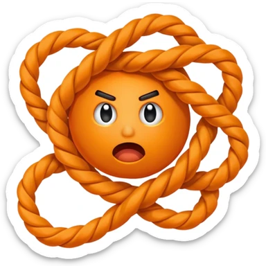 can i have an image of an orange Knotted rope feeling frustrated sticker