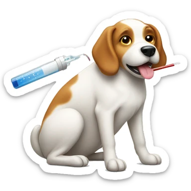Dog with thermometer sticker