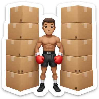 Can you make a man who is a boxer made square cardboard boxes sticker