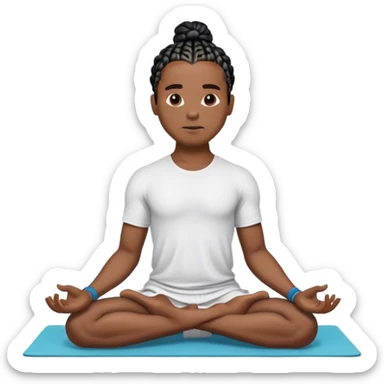 black man with black box braids parted in the middle doing yoga sticker