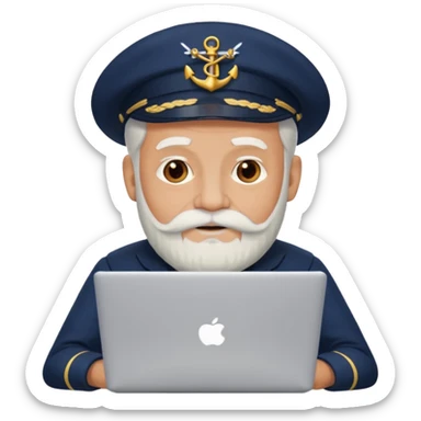 old sailor with a laptop, sailor with a white beard sticker