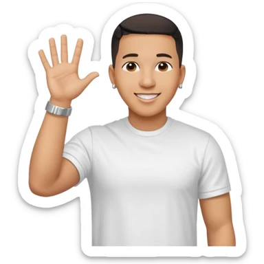 joven trigueno corte de pelo daddy yankee sonrisa bonita mano arriba sticker