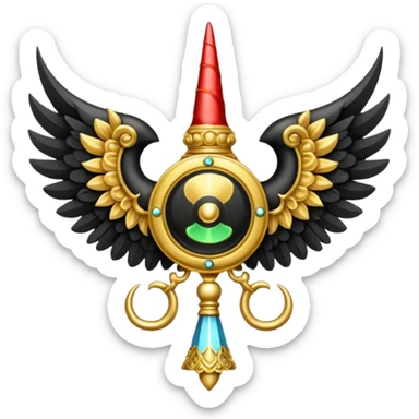 holy emblem with black wings with horn sticker