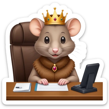 Queen rat working as a receptionist sticker
