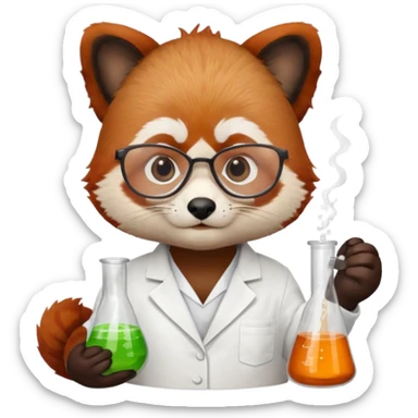 red panda  scientist sticker