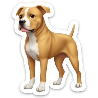 Pitbull crossed with golden retriever, full body flowy  hair.  sticker