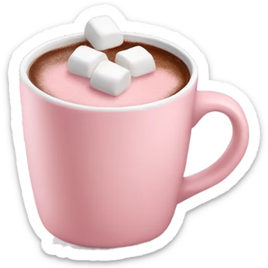 Light Pink mug of hot chocolate with marshmallows  sticker