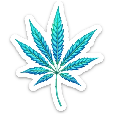 Sparkling holographic cyan Hemp 420 plant growing  sticker