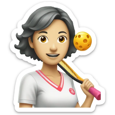 Japanese woman playing pickleball sticker