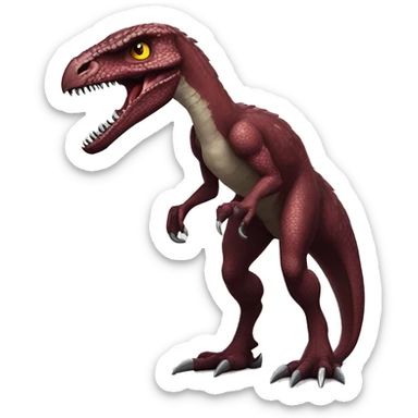 Maroon edgy badass modern handsome velociraptor-dragon-Digimon, full body sticker