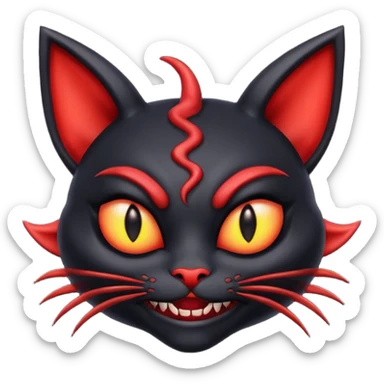 Black devil alien with cat ears smirking sticker