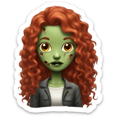 Zombie girl with long red curly hair sticker